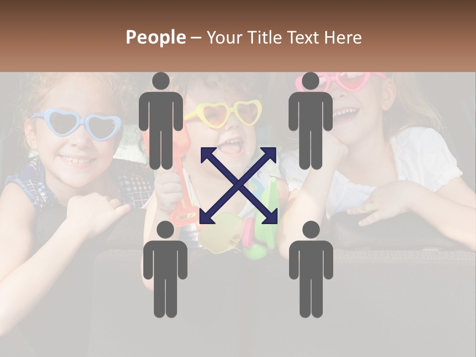Three Little Girls Wearing Sunglasses Sitting In The Back Of A Car PowerPoint Template