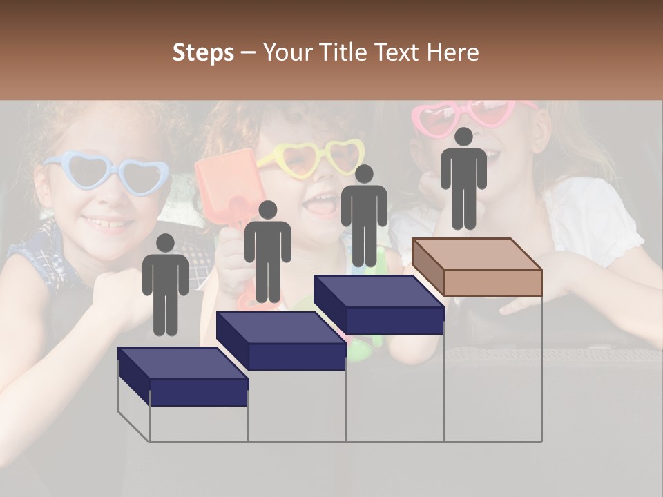 Three Little Girls Wearing Sunglasses Sitting In The Back Of A Car PowerPoint Template