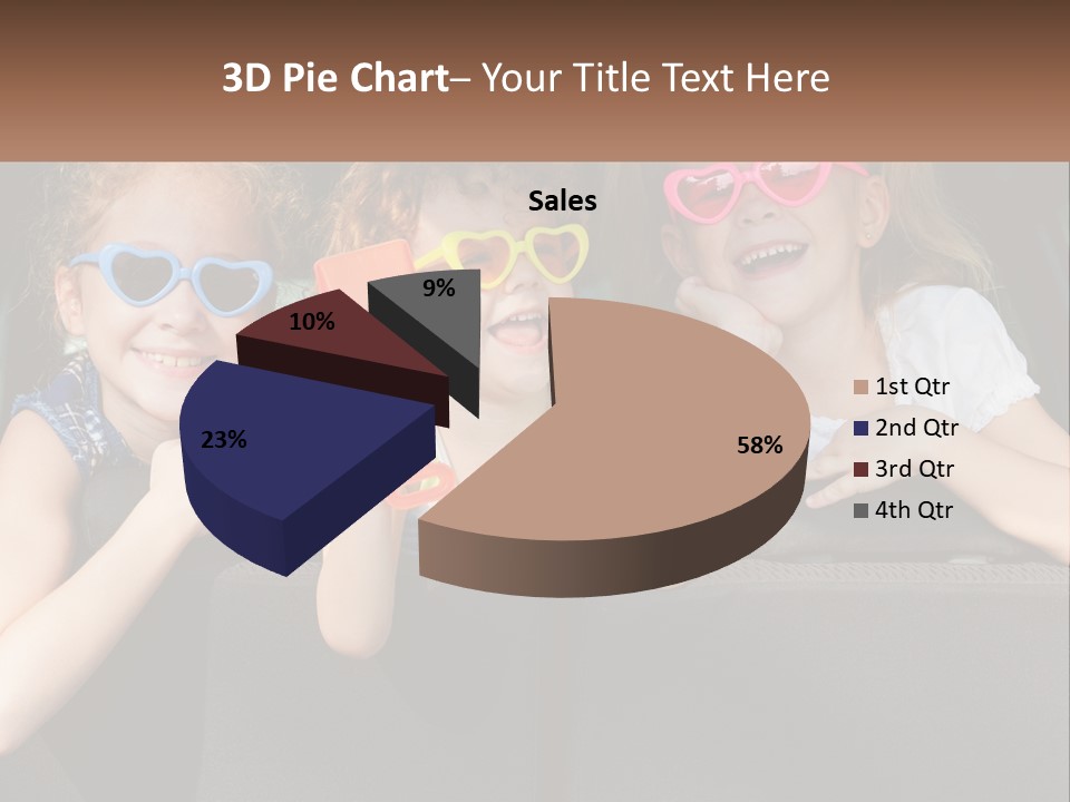 Three Little Girls Wearing Sunglasses Sitting In The Back Of A Car PowerPoint Template