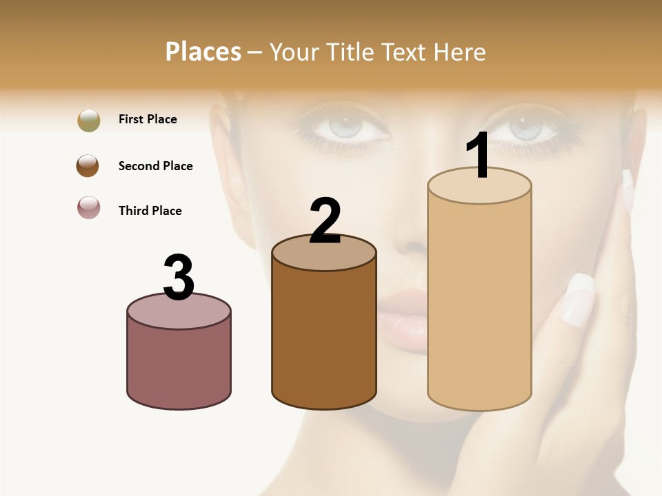 A Beautiful Woman With Blue Eyes And White Nails PowerPoint Template