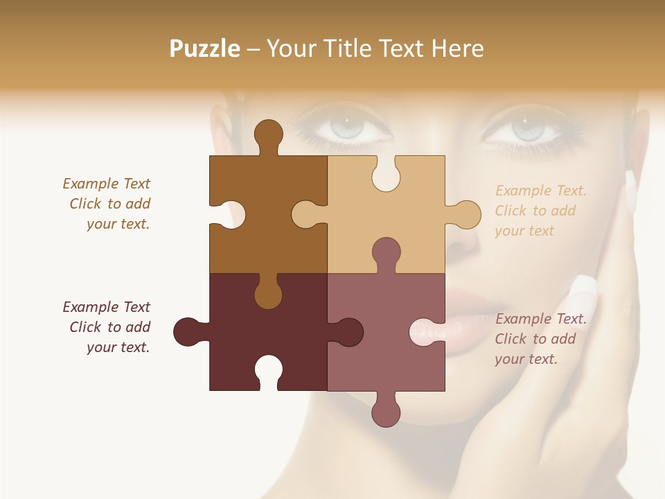 A Beautiful Woman With Blue Eyes And White Nails PowerPoint Template