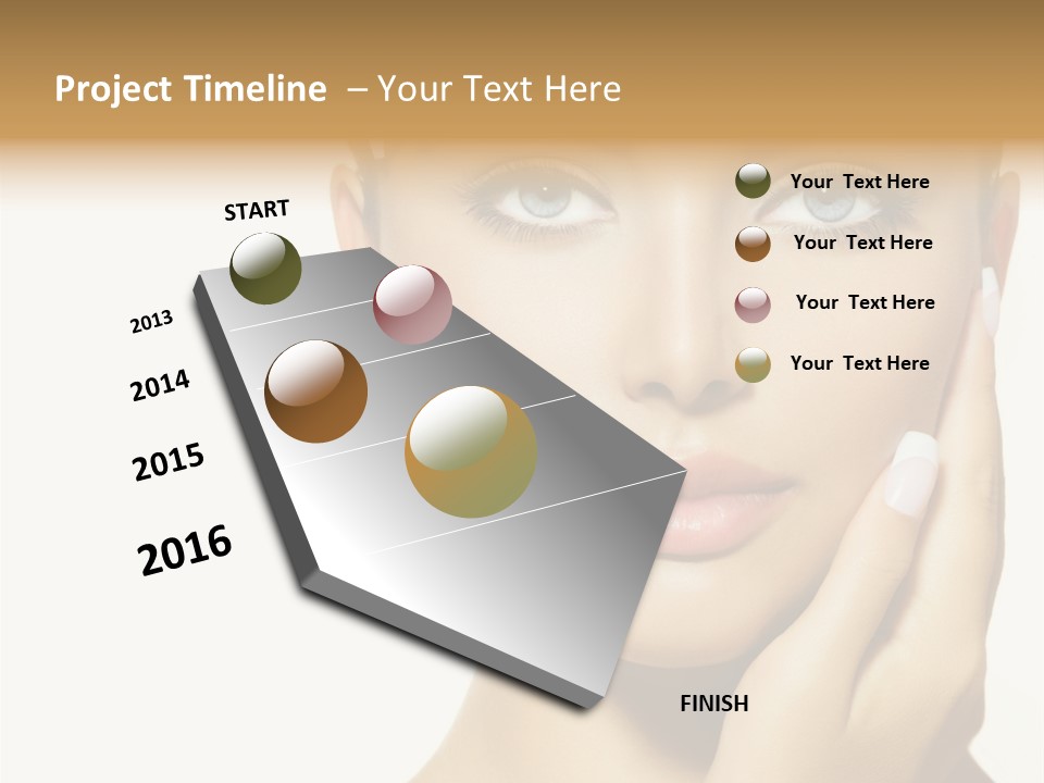 A Beautiful Woman With Blue Eyes And White Nails PowerPoint Template