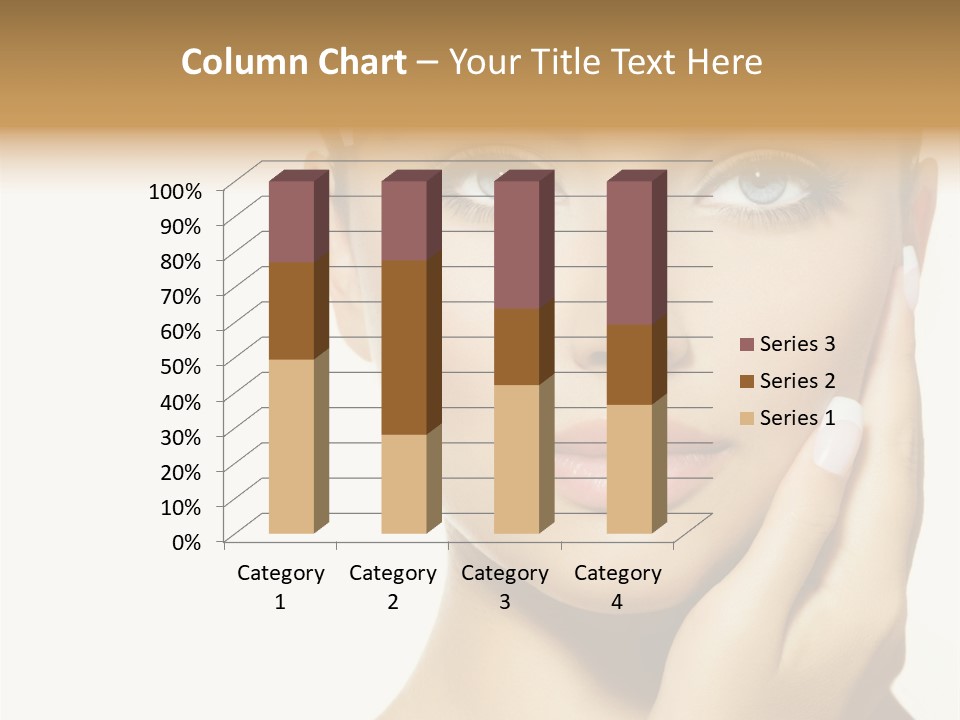 A Beautiful Woman With Blue Eyes And White Nails PowerPoint Template