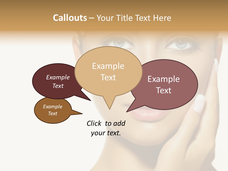 A Beautiful Woman With Blue Eyes And White Nails PowerPoint Template