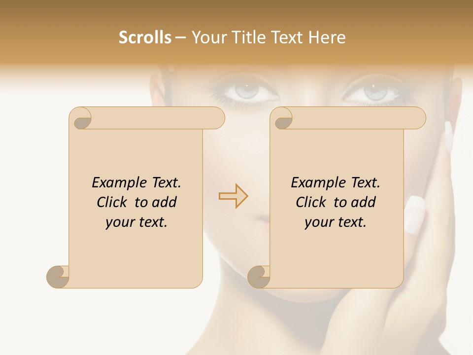 A Beautiful Woman With Blue Eyes And White Nails PowerPoint Template