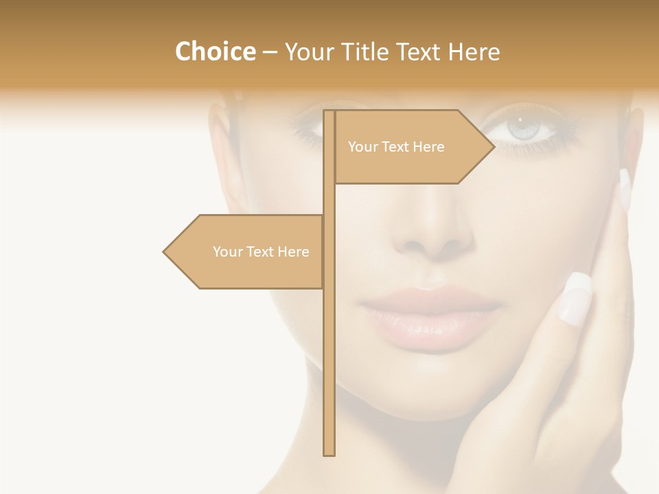 A Beautiful Woman With Blue Eyes And White Nails PowerPoint Template