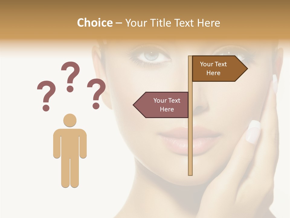 A Beautiful Woman With Blue Eyes And White Nails PowerPoint Template