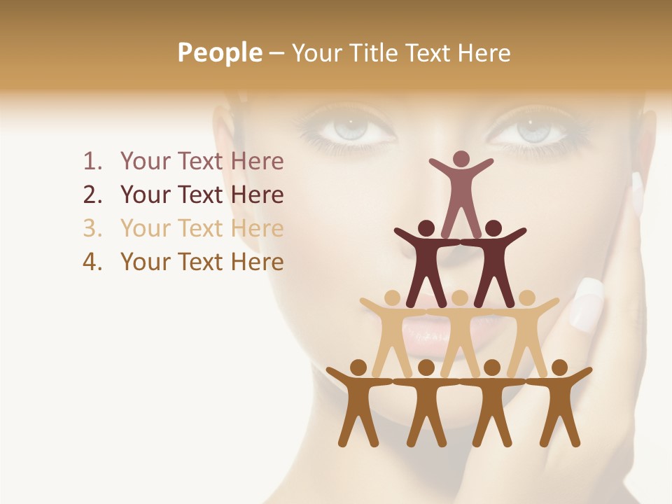 A Beautiful Woman With Blue Eyes And White Nails PowerPoint Template