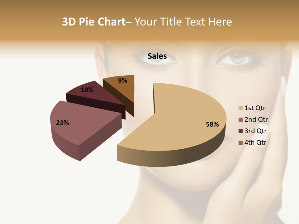 A Beautiful Woman With Blue Eyes And White Nails PowerPoint Template