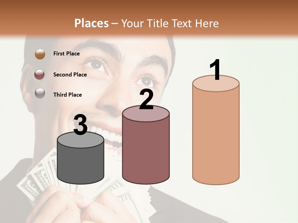 A Man Holding A Bunch Of Money In Front Of His Face PowerPoint Template