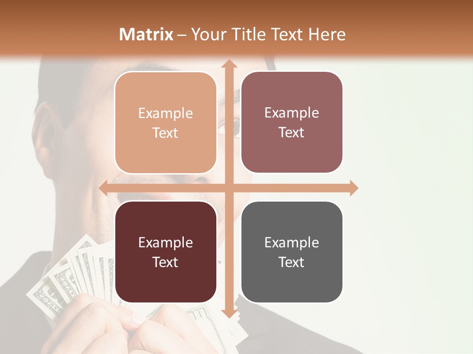 A Man Holding A Bunch Of Money In Front Of His Face PowerPoint Template