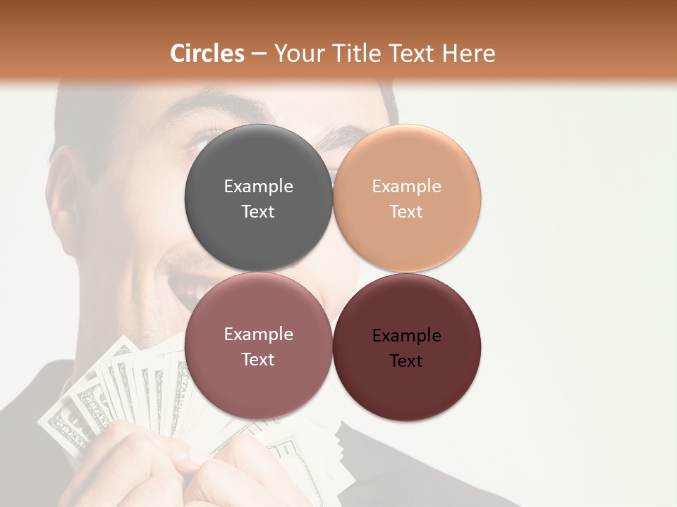 A Man Holding A Bunch Of Money In Front Of His Face PowerPoint Template