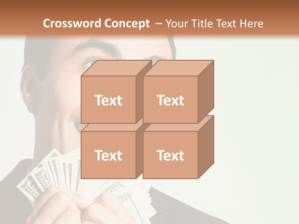 A Man Holding A Bunch Of Money In Front Of His Face PowerPoint Template