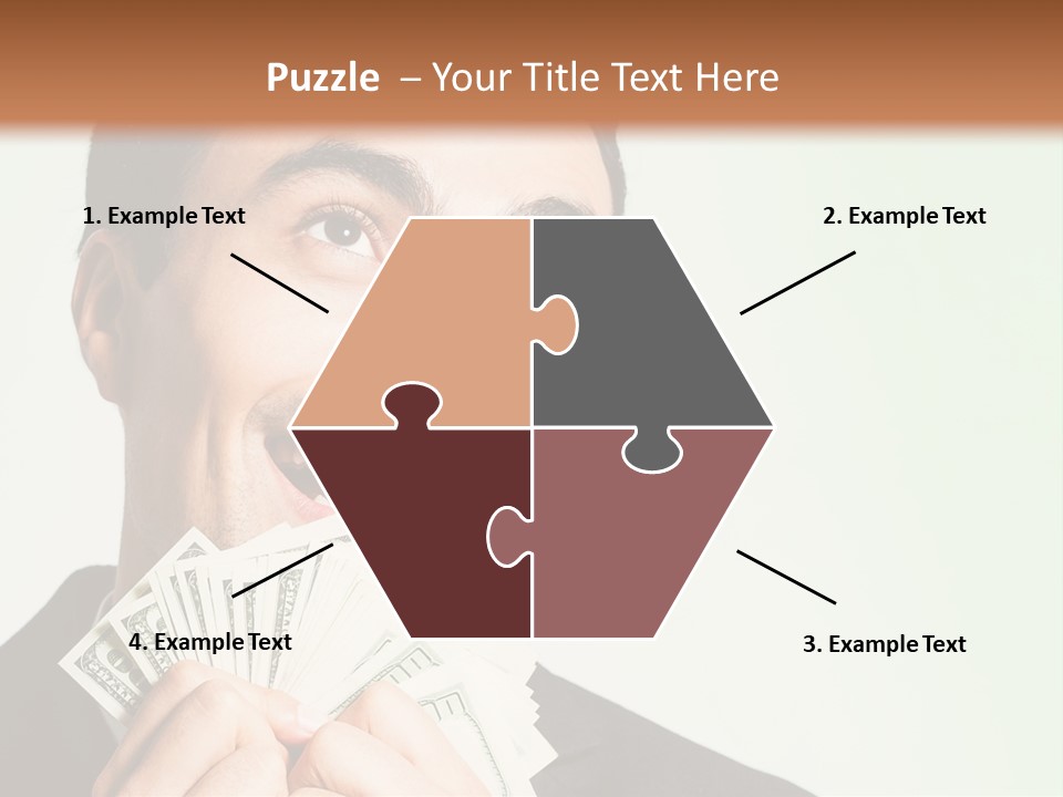 A Man Holding A Bunch Of Money In Front Of His Face PowerPoint Template