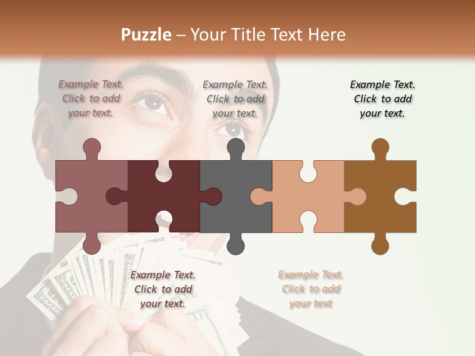 A Man Holding A Bunch Of Money In Front Of His Face PowerPoint Template