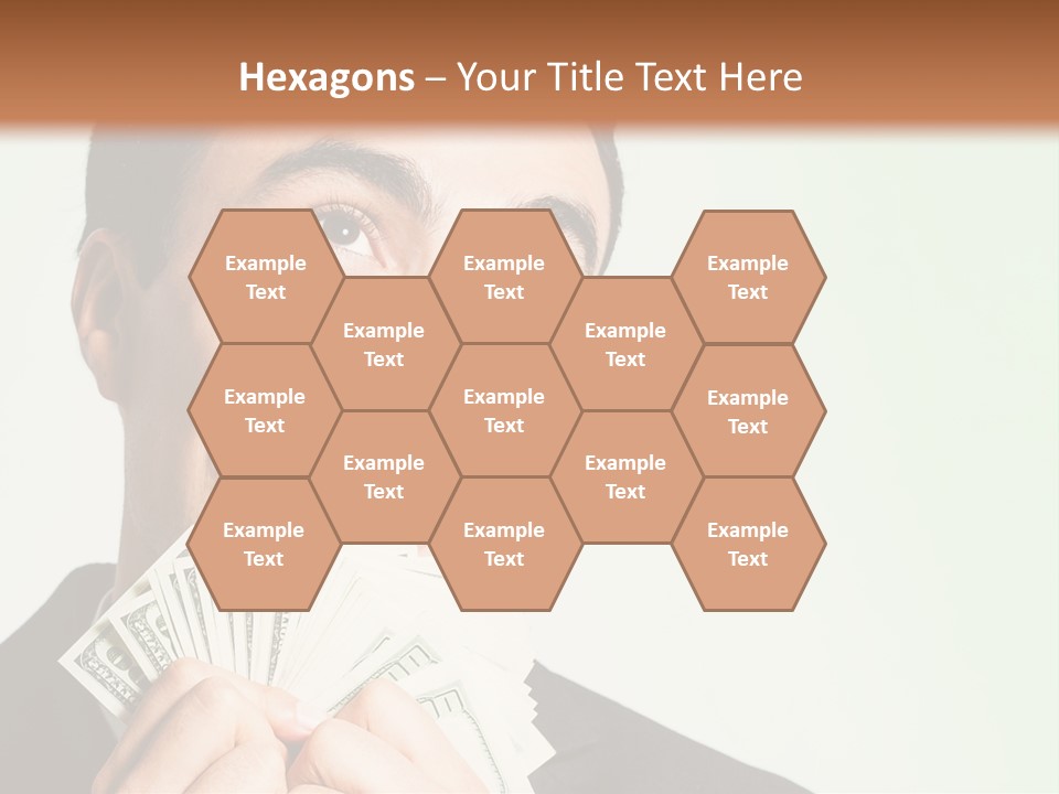 A Man Holding A Bunch Of Money In Front Of His Face PowerPoint Template