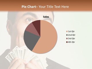 A Man Holding A Bunch Of Money In Front Of His Face PowerPoint Template