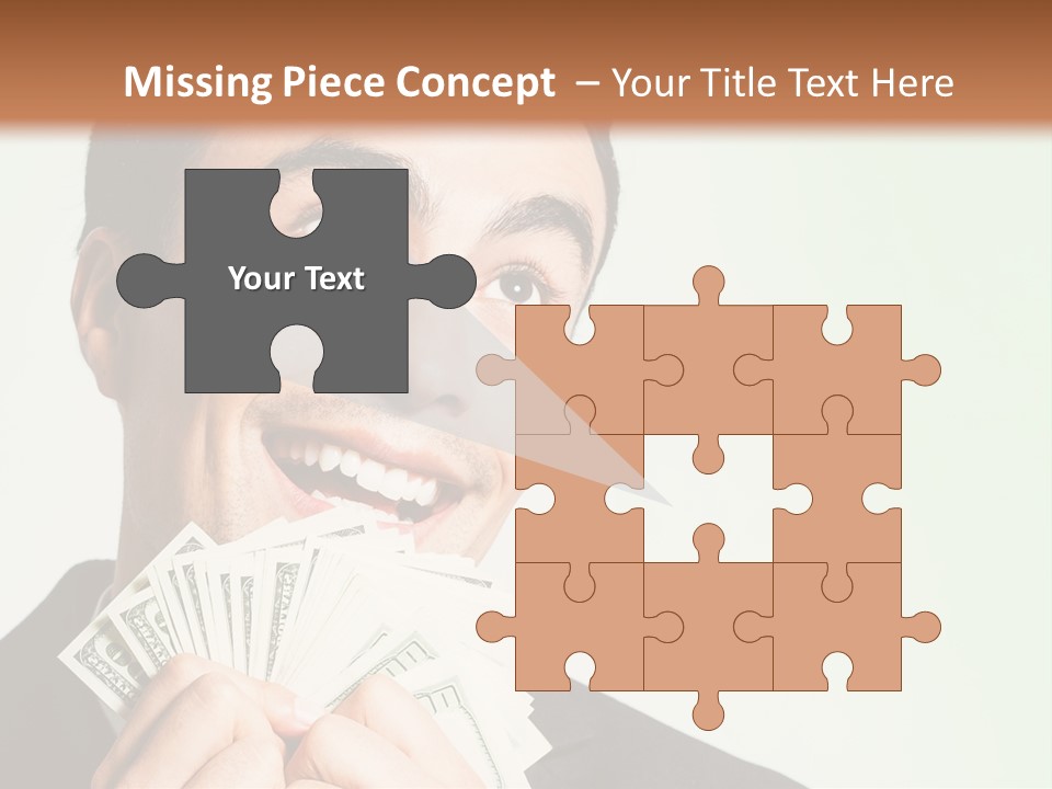 A Man Holding A Bunch Of Money In Front Of His Face PowerPoint Template