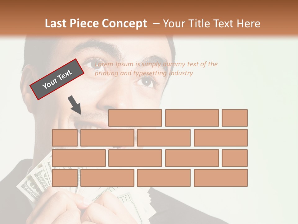 A Man Holding A Bunch Of Money In Front Of His Face PowerPoint Template