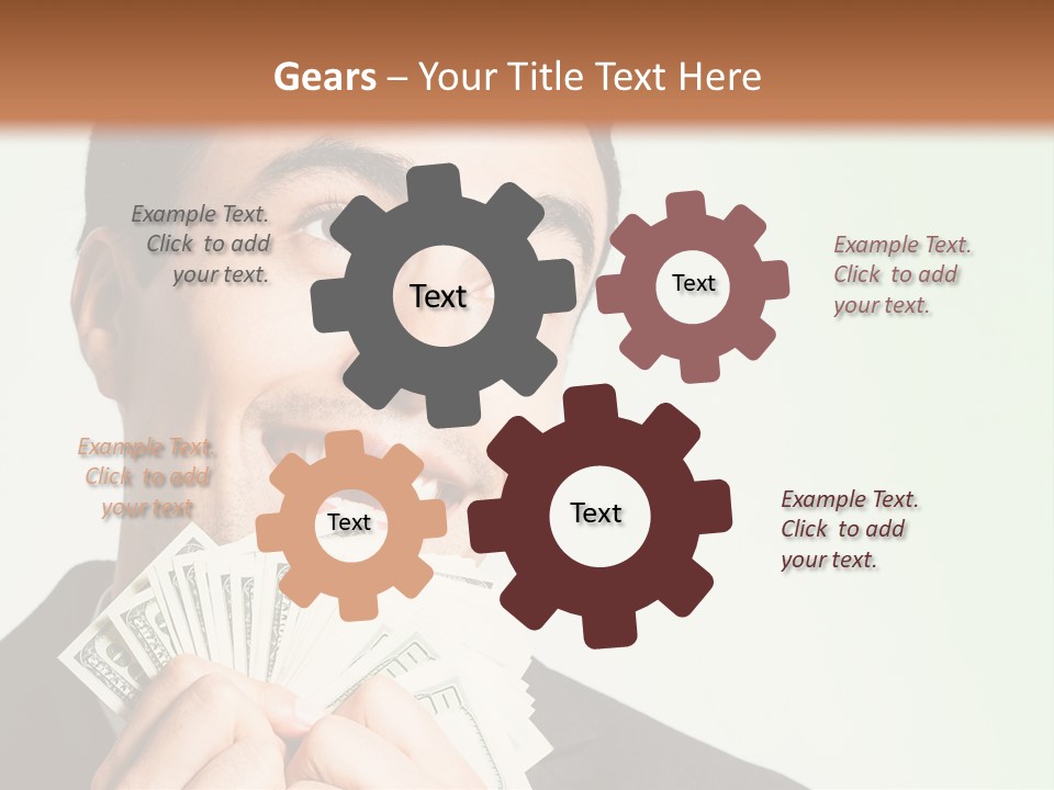 A Man Holding A Bunch Of Money In Front Of His Face PowerPoint Template