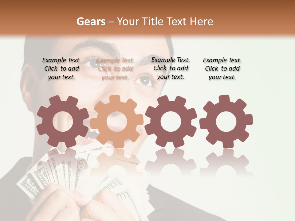 A Man Holding A Bunch Of Money In Front Of His Face PowerPoint Template