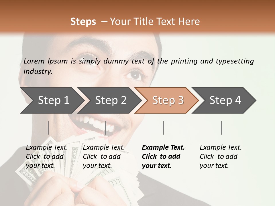 A Man Holding A Bunch Of Money In Front Of His Face PowerPoint Template