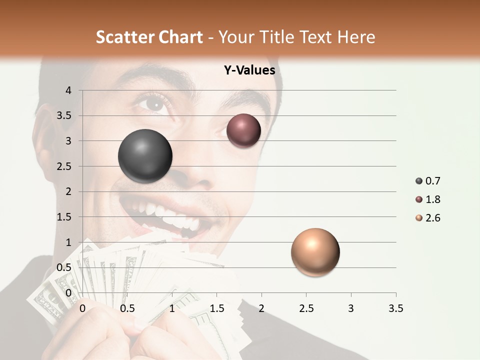 A Man Holding A Bunch Of Money In Front Of His Face PowerPoint Template