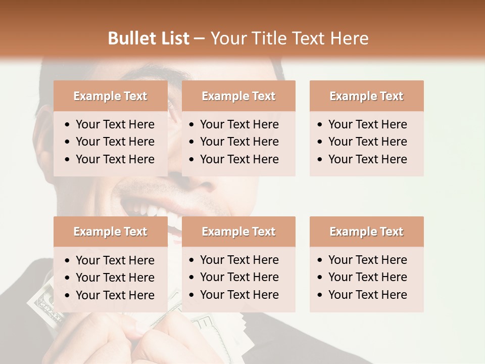 A Man Holding A Bunch Of Money In Front Of His Face PowerPoint Template
