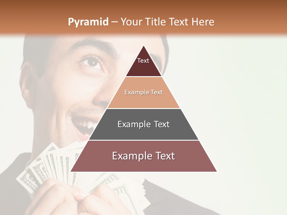 A Man Holding A Bunch Of Money In Front Of His Face PowerPoint Template