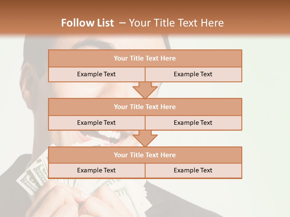 A Man Holding A Bunch Of Money In Front Of His Face PowerPoint Template