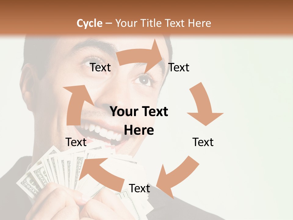 A Man Holding A Bunch Of Money In Front Of His Face PowerPoint Template