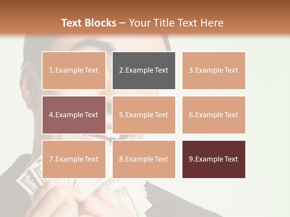 A Man Holding A Bunch Of Money In Front Of His Face PowerPoint Template