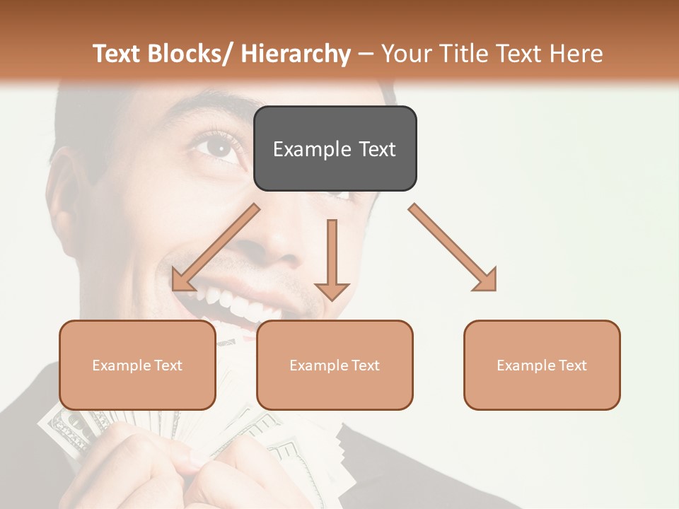 A Man Holding A Bunch Of Money In Front Of His Face PowerPoint Template