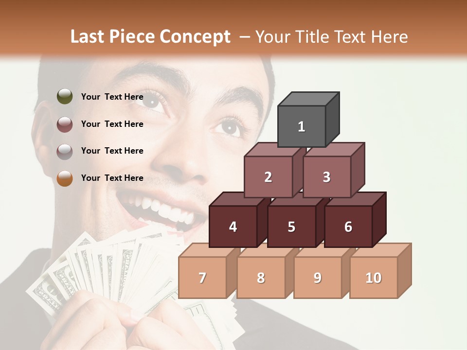 A Man Holding A Bunch Of Money In Front Of His Face PowerPoint Template