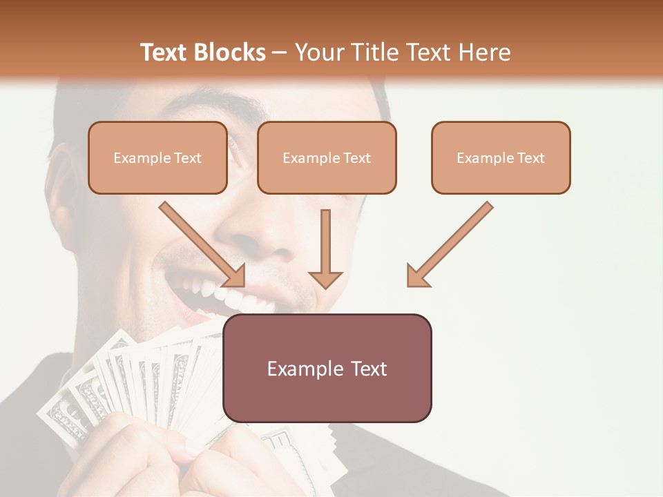 A Man Holding A Bunch Of Money In Front Of His Face PowerPoint Template