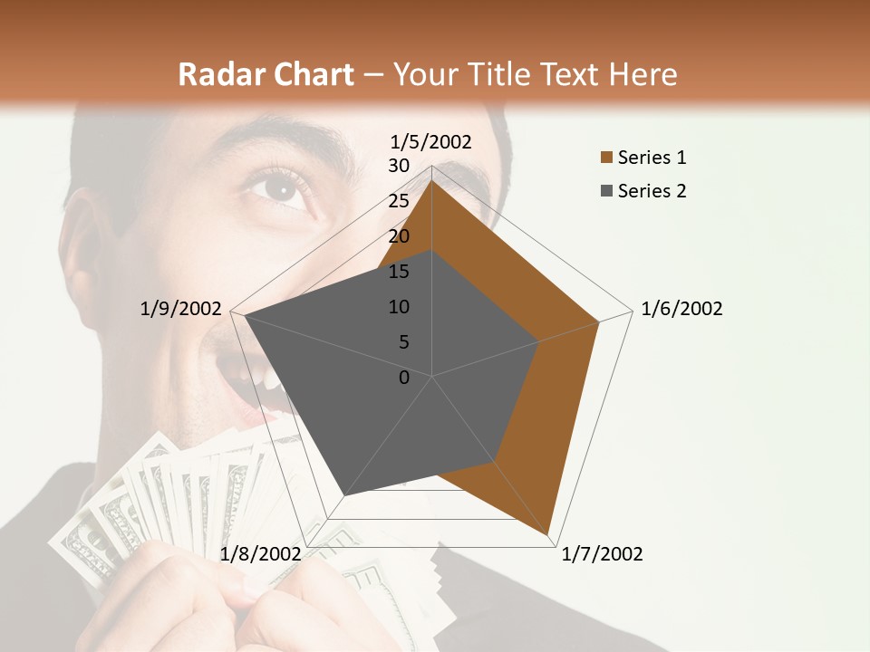A Man Holding A Bunch Of Money In Front Of His Face PowerPoint Template