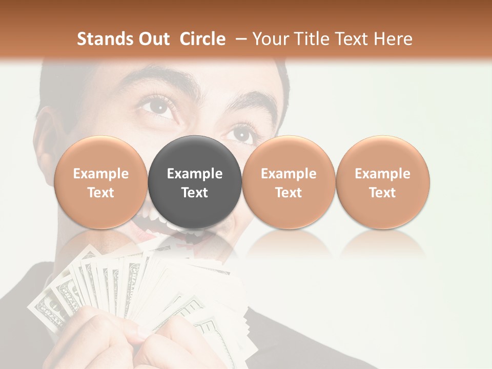 A Man Holding A Bunch Of Money In Front Of His Face PowerPoint Template