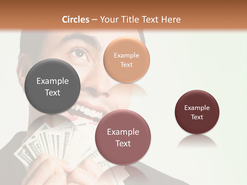 A Man Holding A Bunch Of Money In Front Of His Face PowerPoint Template