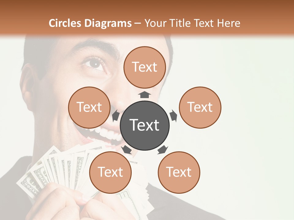 A Man Holding A Bunch Of Money In Front Of His Face PowerPoint Template