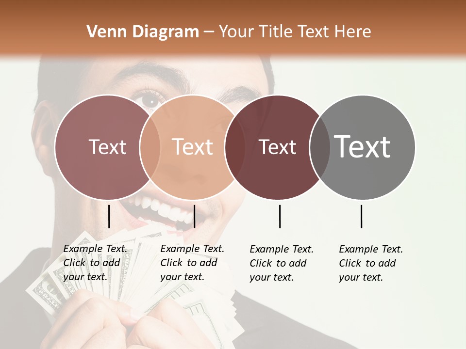 A Man Holding A Bunch Of Money In Front Of His Face PowerPoint Template