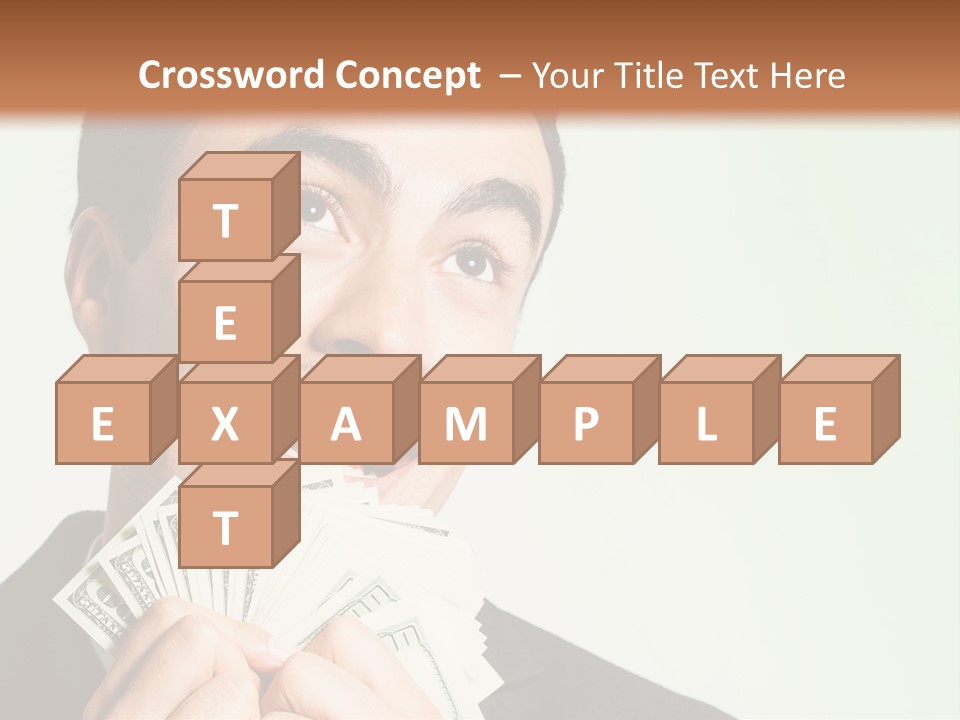 A Man Holding A Bunch Of Money In Front Of His Face PowerPoint Template