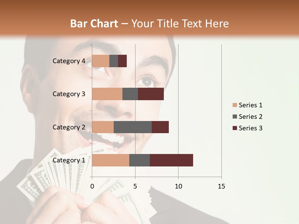 A Man Holding A Bunch Of Money In Front Of His Face PowerPoint Template