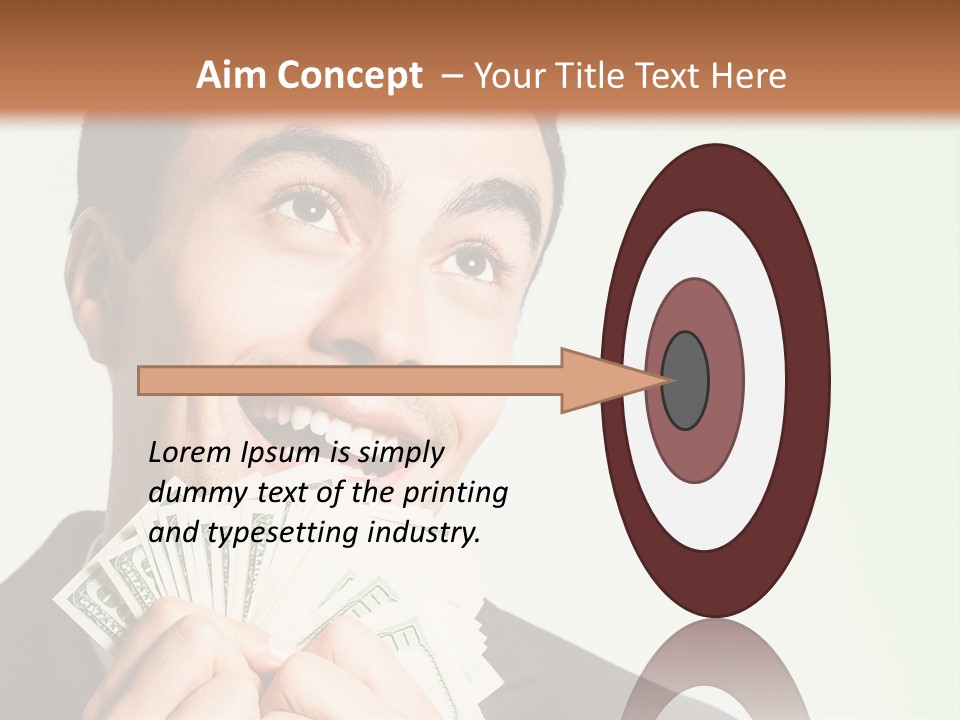 A Man Holding A Bunch Of Money In Front Of His Face PowerPoint Template