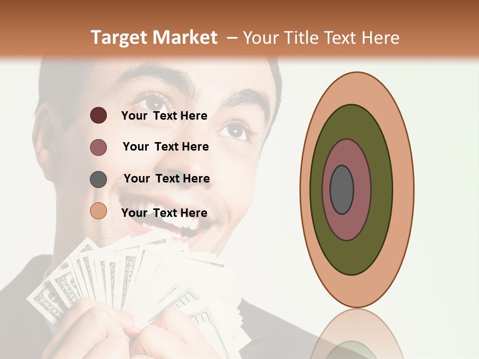 A Man Holding A Bunch Of Money In Front Of His Face PowerPoint Template