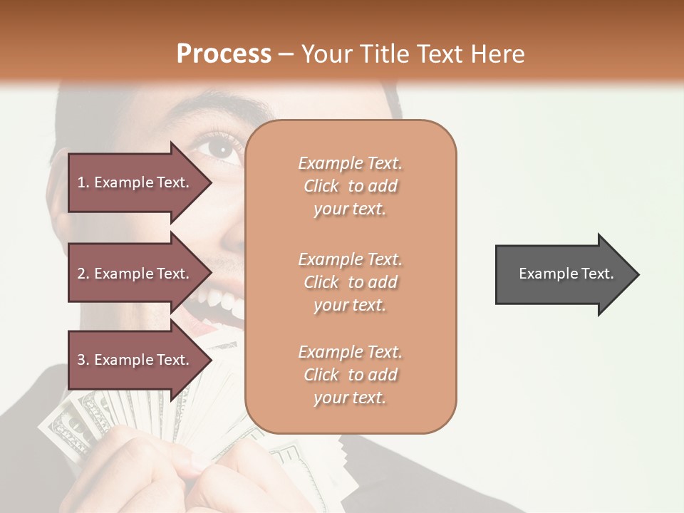 A Man Holding A Bunch Of Money In Front Of His Face PowerPoint Template