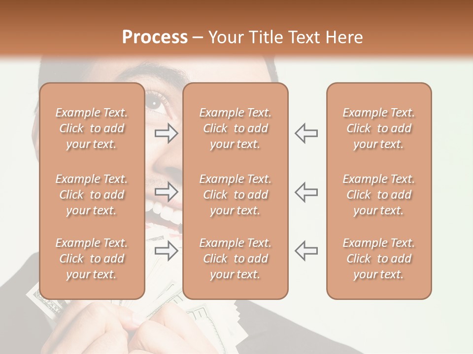 A Man Holding A Bunch Of Money In Front Of His Face PowerPoint Template