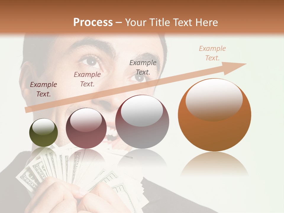 A Man Holding A Bunch Of Money In Front Of His Face PowerPoint Template