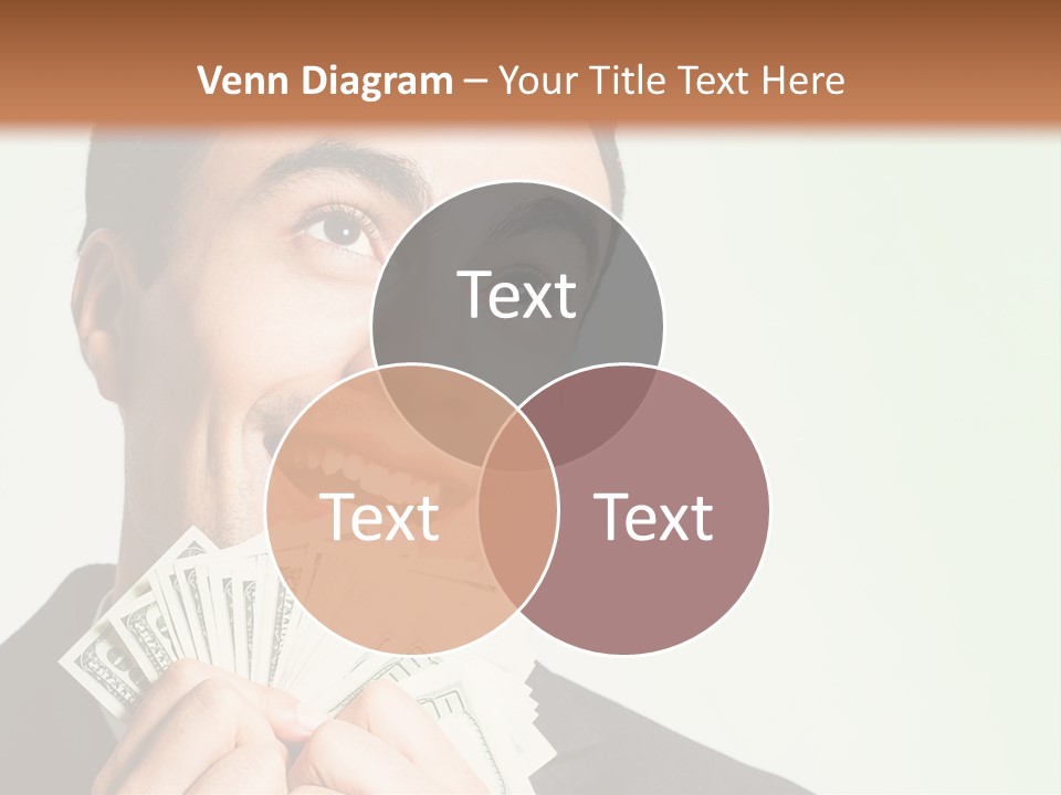 A Man Holding A Bunch Of Money In Front Of His Face PowerPoint Template