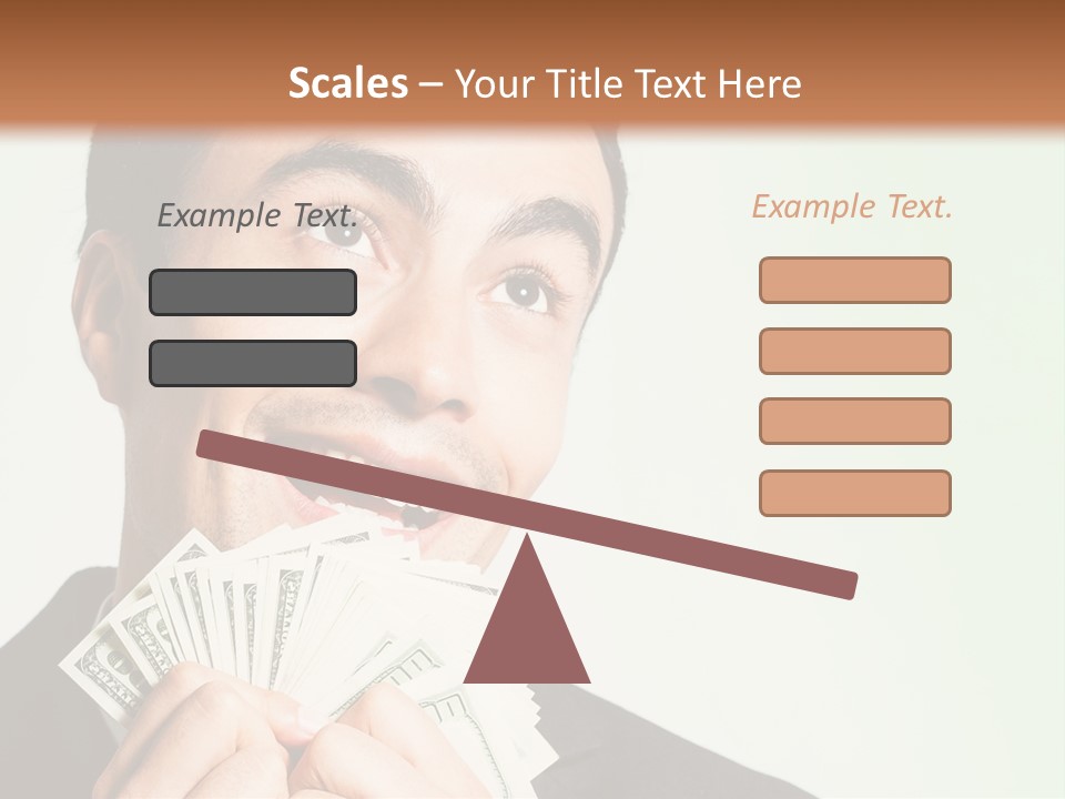 A Man Holding A Bunch Of Money In Front Of His Face PowerPoint Template