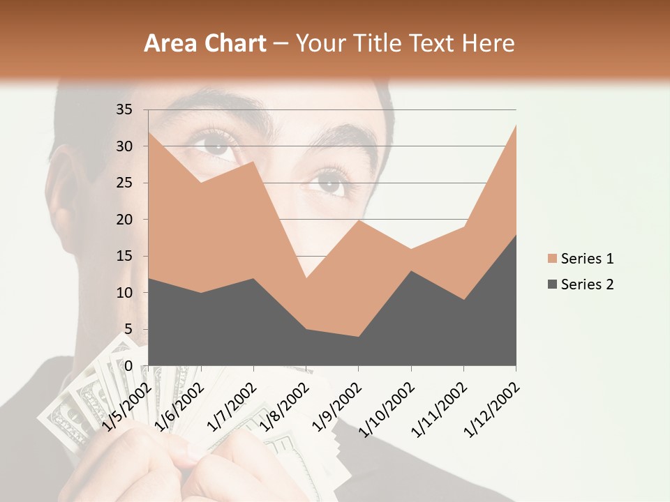 A Man Holding A Bunch Of Money In Front Of His Face PowerPoint Template